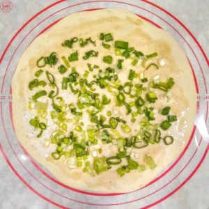 Scallion Pancakes Dough with Scallions Sprinkled On Top